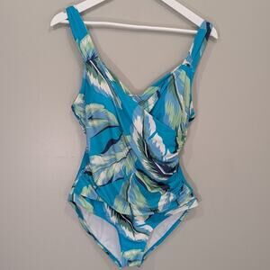 Janzten Bathingsuit Tropical Floral Beach Pool Resort Spa Luxury Chic - Size 10